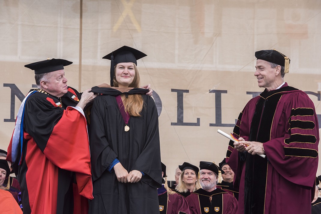 Student degree presentation at Boston College Commencement. Student degree presentation at Boston College Commencement.