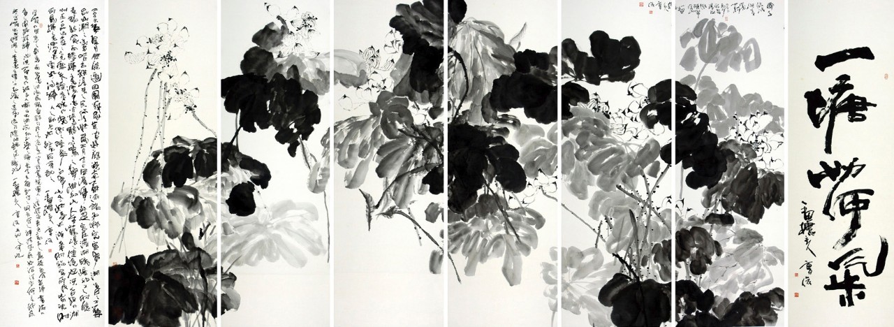 A Pond with the Fragrance of Lotus 一塘荷气, 2006, ink on paper, 190 x 520 cm © Cao Jun