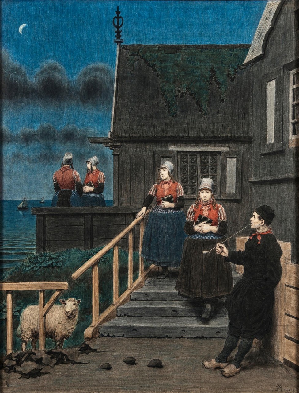 Village Scene, Marken, c. 1879 by Xavier Mellery