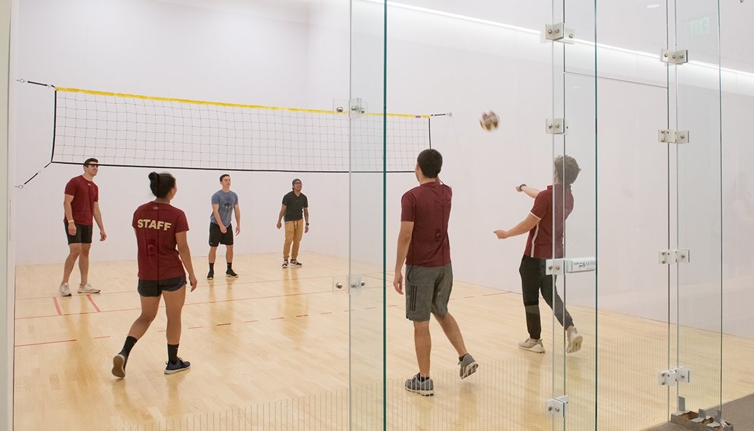 A group of students playing wallyball