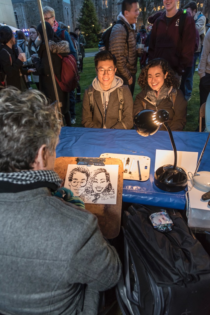 Caricatures at BC Christmas tree lighting 2017.
