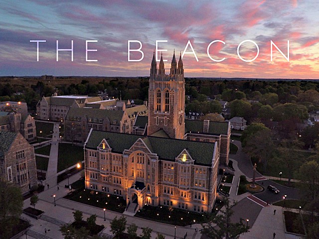 Gasson Tower aerial view at sunrise