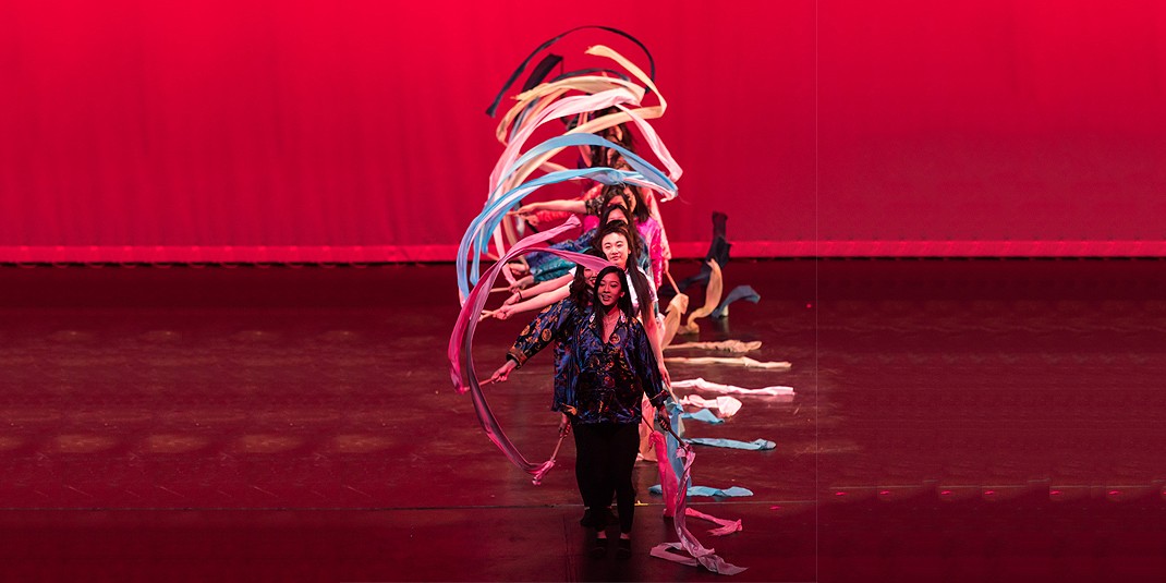 The Chinese Student Association and Korean Student Association presented a performance of cultural dances at Robsham Theater.  (Photo by Yiting Chen)
