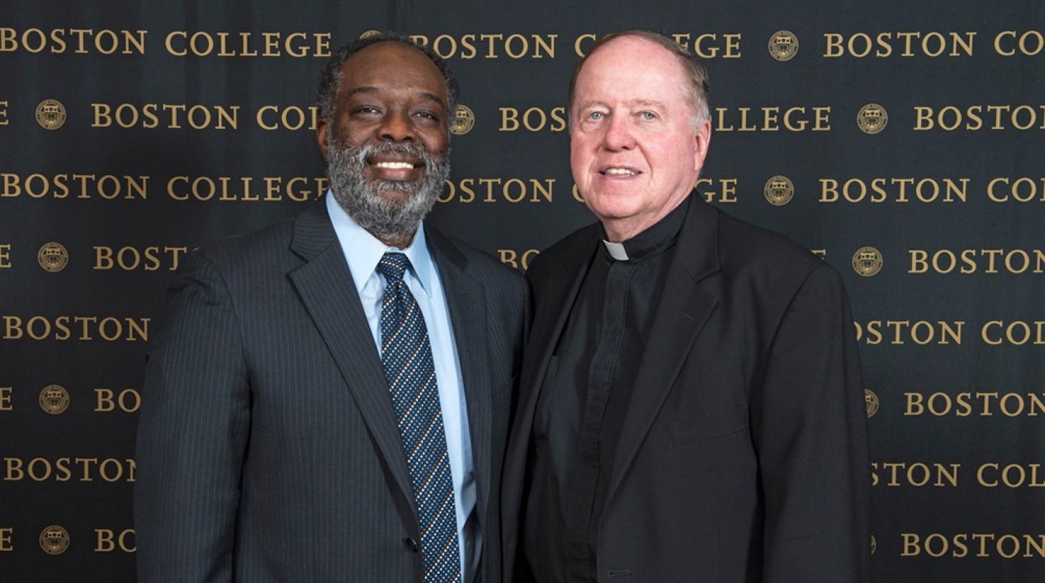 Boston College Community Service Award winner Dan Bunch and University President William P. Leahy, S.J. 