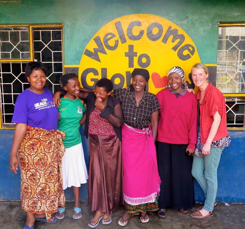 Katie Carey Nivard '09 outside of Glorious Orphans Care in Tanzania