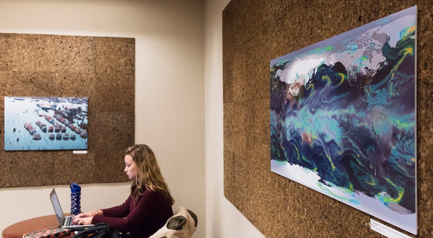 Senior Brigid Rooney’s “eARThproject” exhibit shows the intricate processes which control the current global climate. (Photo by Lee Pellegrini)