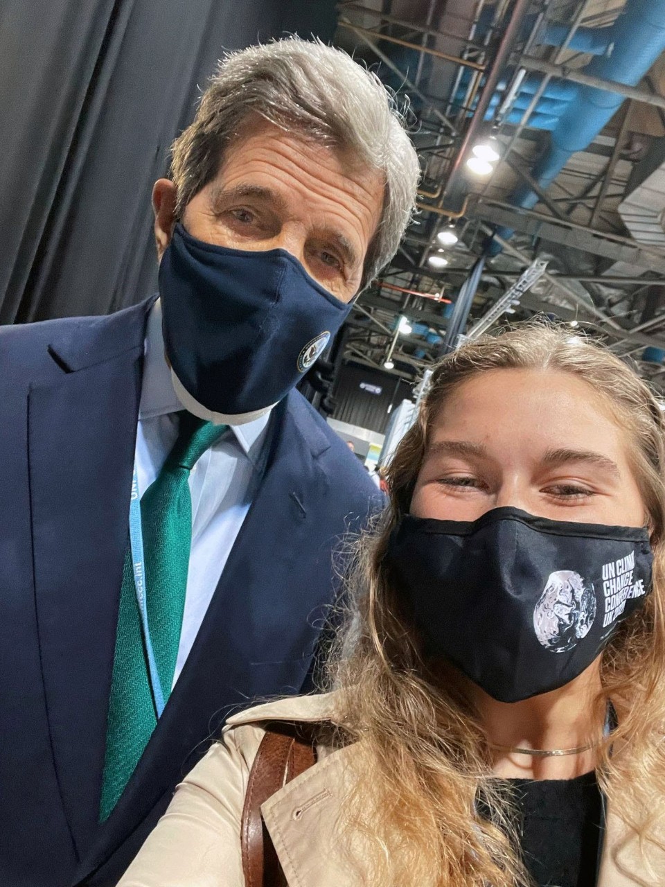 Julia Horchos '23—above left with U.S. Special Presidential Envoy for Climate John Kerry J.D. '76, H'14