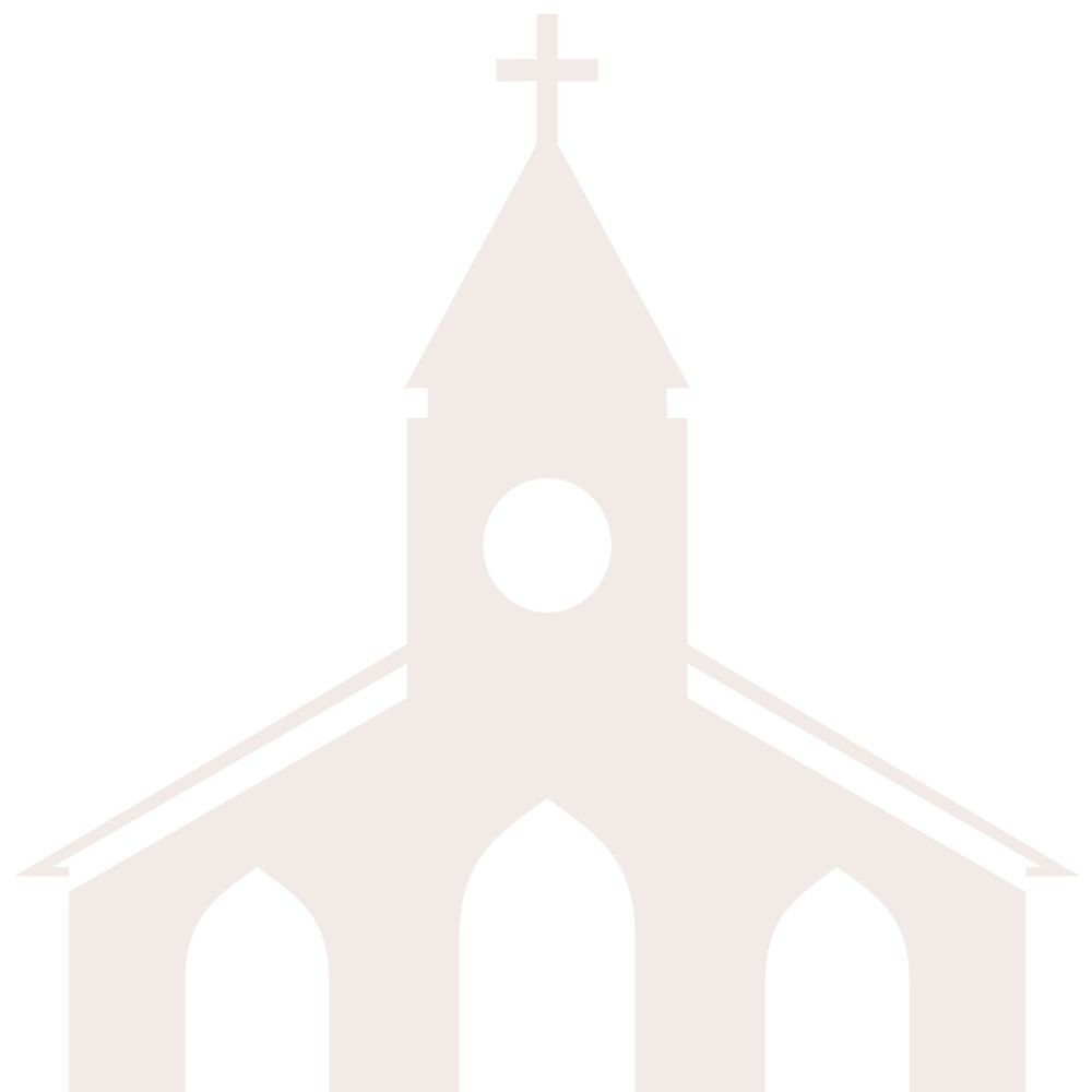 A graphic of a light pink church with a white background