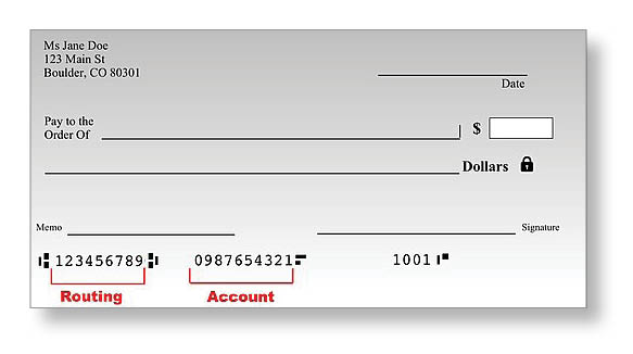 Image of sample United States bank check