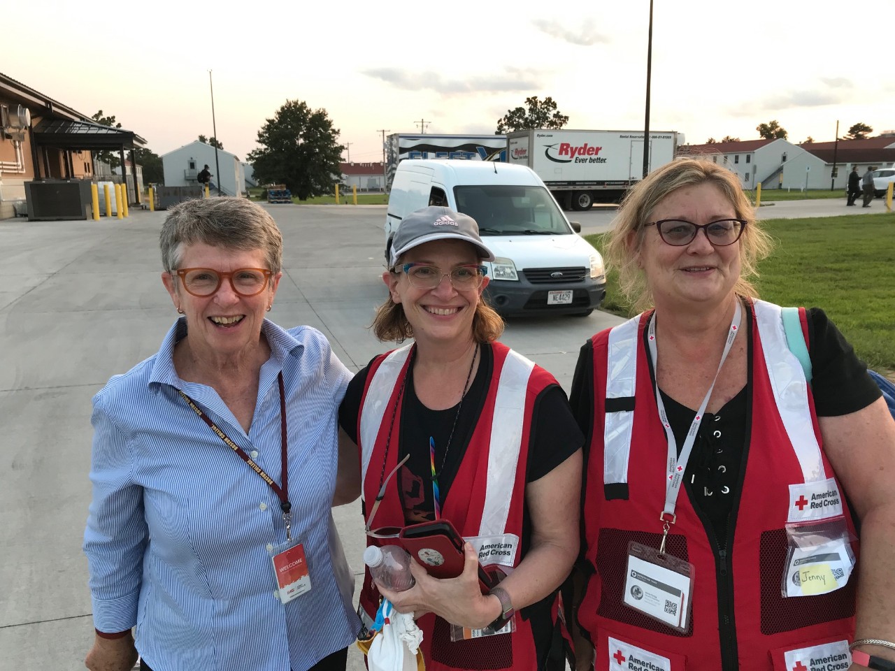Maryanne Loughry with two Red Cross Members