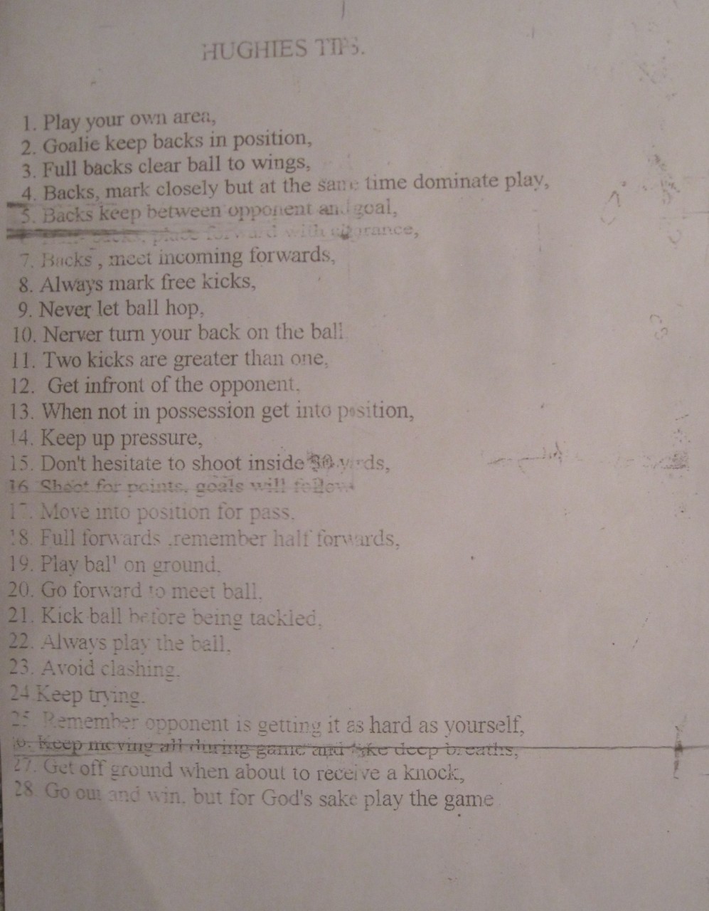 Training tips given by Cavan County Secretary Hugie Smith to players at a training session in 1952.