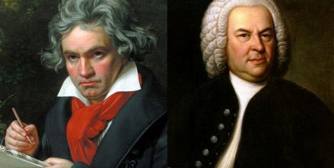 Portraits of Beethovena and Bach