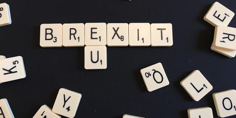 Letters 'brexit' in Scrabble tiles