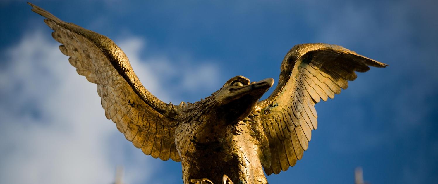 the Boston College eagle statue