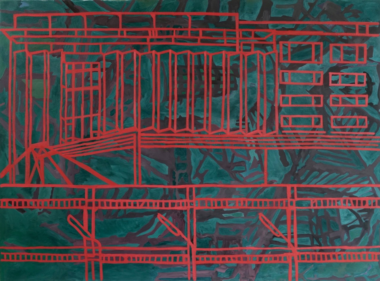 Two Prisons, 2018, oil on canvas, 40 x 54 in., © Hartmut Austenv1 Two Prisons, 2018, oil on canvas, 40 x 54 in., © Hartmut Austenv1