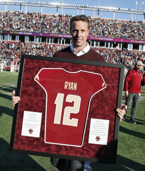 Matt Ryan jersey retirement ceremony, Alumni Stadium, Boston College, 2016 Matt Ryan jersey retirement ceremony, Alumni Stadium, Boston College, 2016