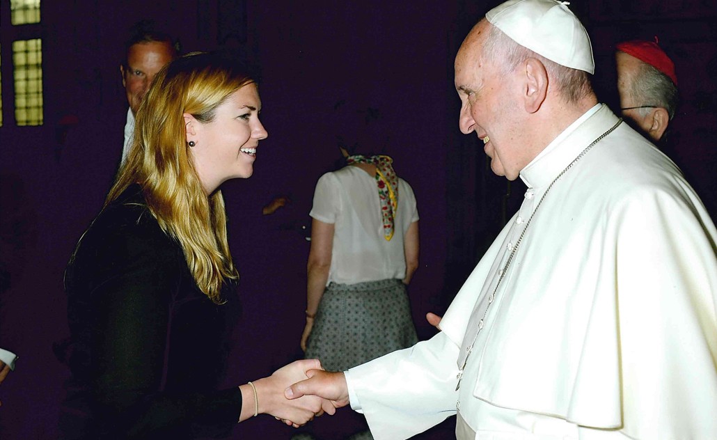 Kelly McGrath '15 and Pope Francis Kelly McGrath and Pope Francis