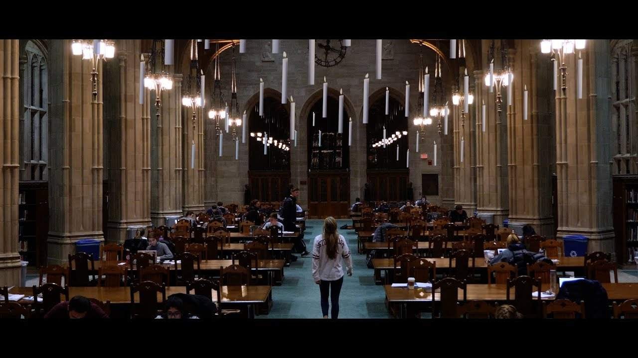 Bapst Library with floating candles