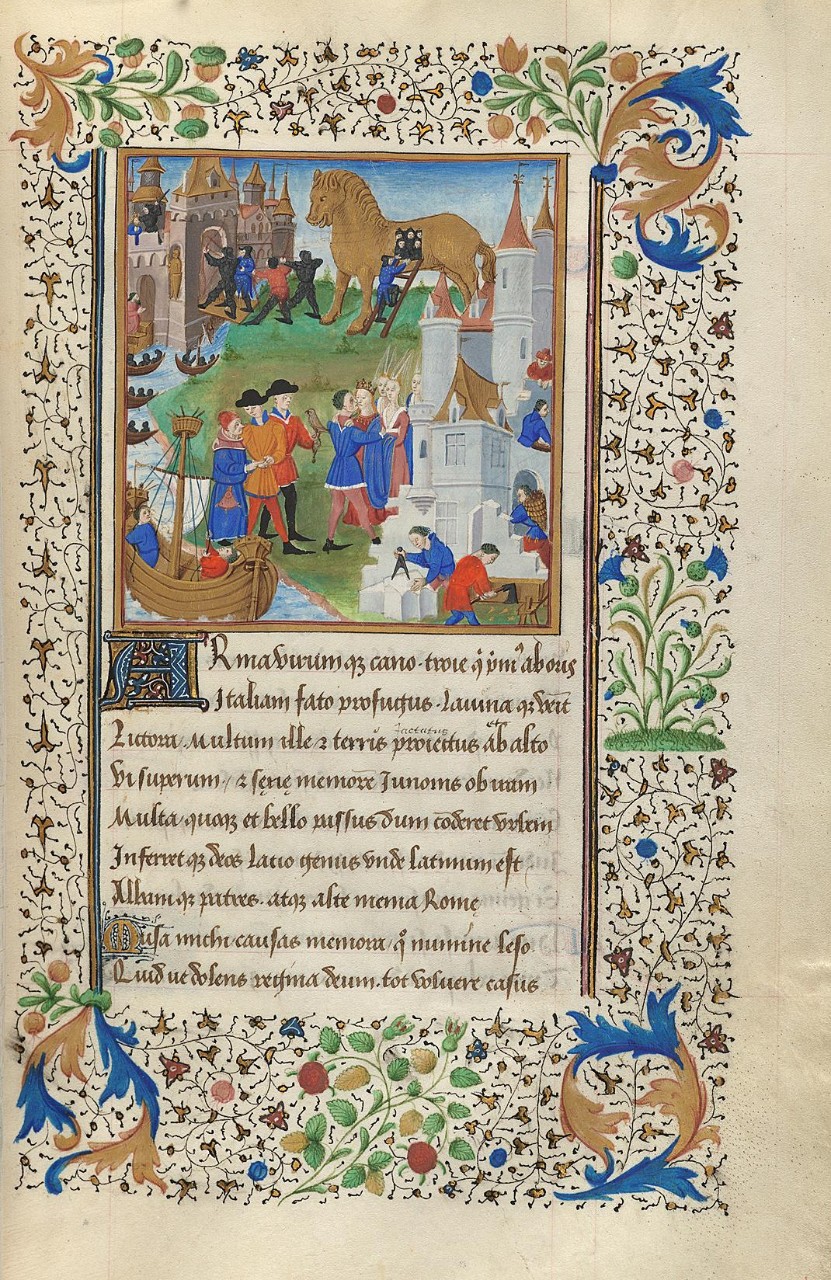 The Fall of Troy | F. 80r from Virgil’s Aeneid | Bourges, France, c. 1451–56 | Harvard University, Houghton Library, MS Richardson 38