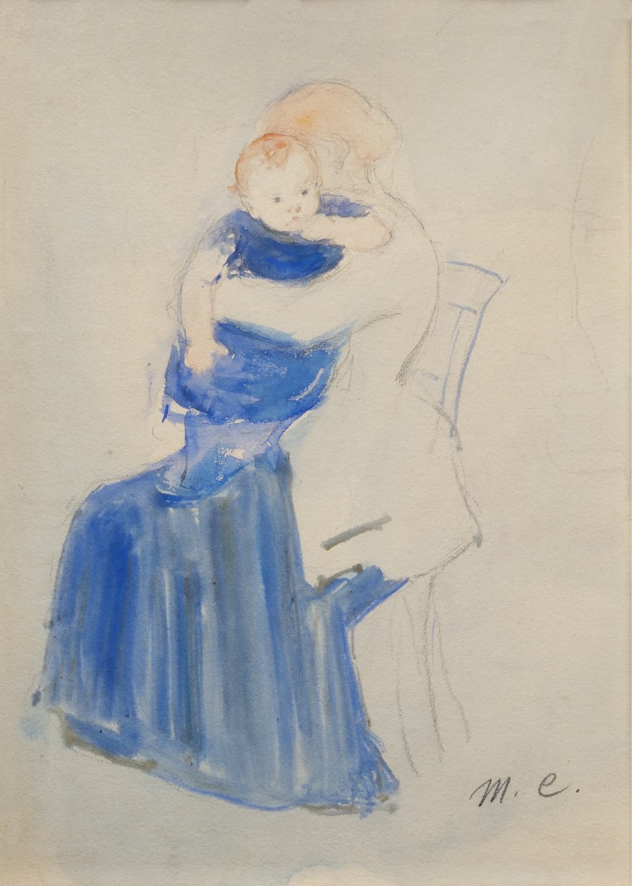 mary stevenson cassatt, 1844–1926, Mother and Child Watercolor on paper, 12 7/10 x 9 1/5 in
