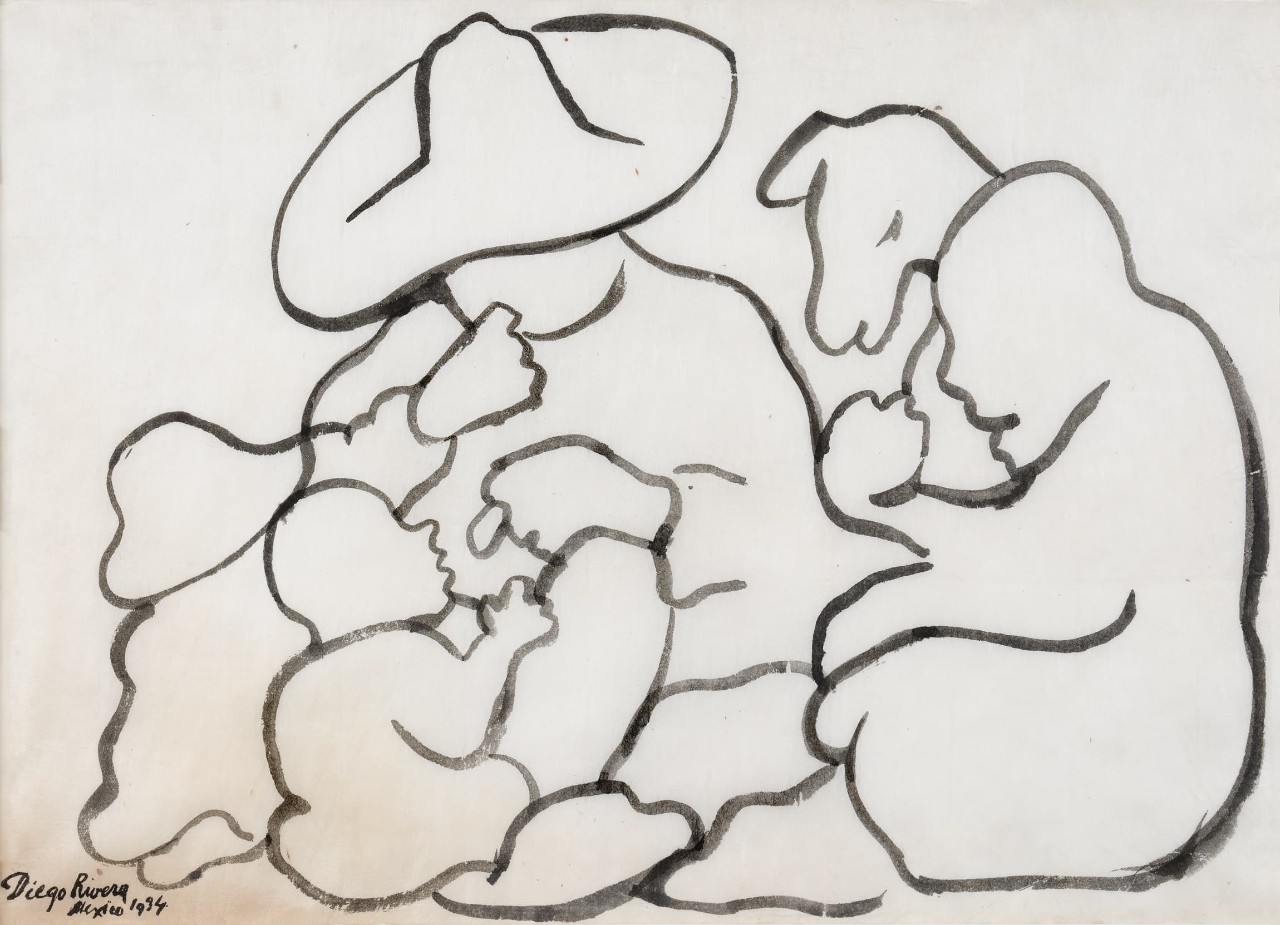 diego rivera, 1885–1957, Family, 1934 Ink on paper, 11 x 15 in