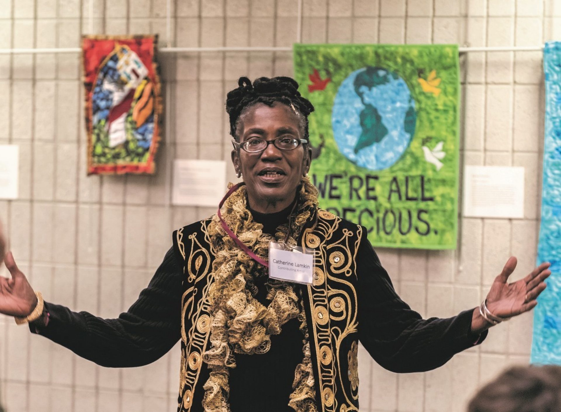 Piece of "Blessed are the Peace Makers" quilt