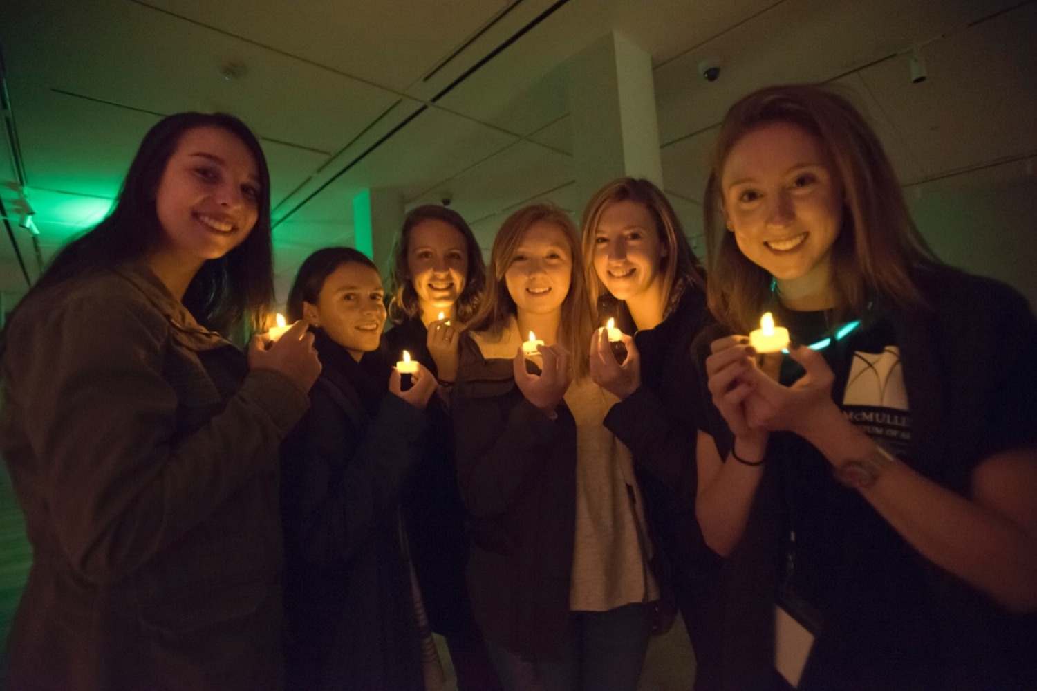 A candelit tour of the galleries for seniors Daniela Hargus, Ashley Hasling, Victoria DiMillo, Annie Berman, McCaela Sullivan, and Faye Hubregsen