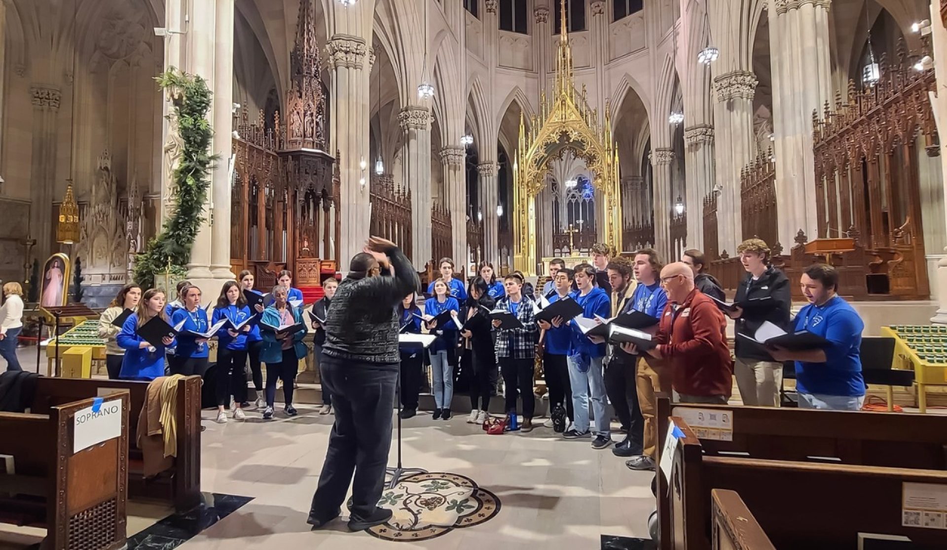 choral group at rehearsal in a church