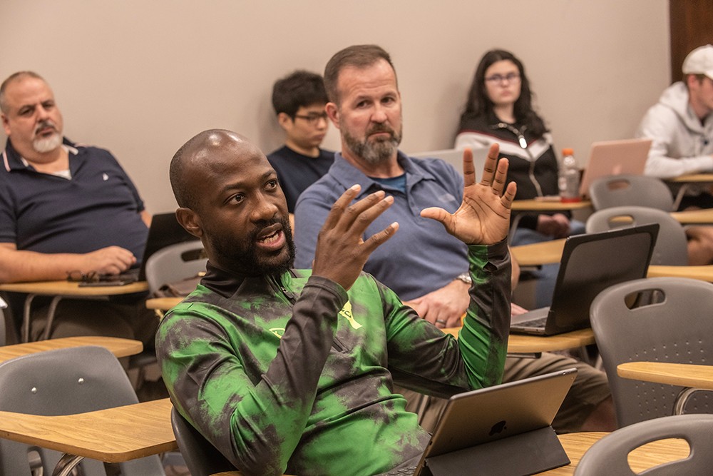 Reuben Ayarna in the classroom