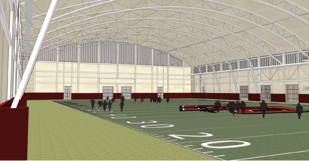 Rendering of Athletics Field House - Interior - Architectural Resources Cambridge Rendering of the interior of the athletics field house