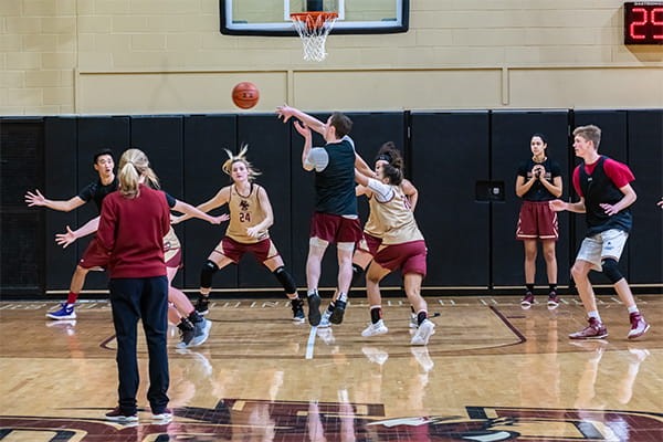 BC women's basketball practices with scout team