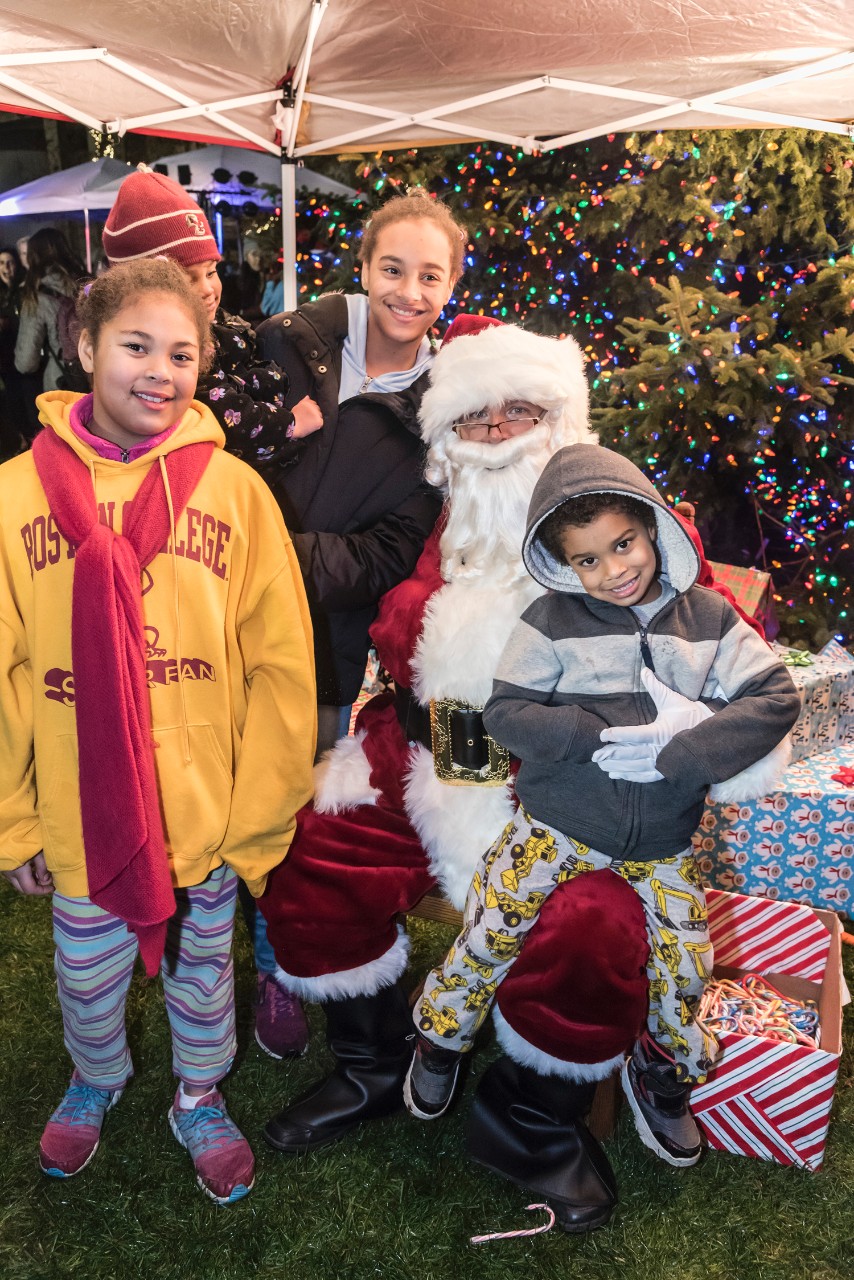 Young visitors with Santa.