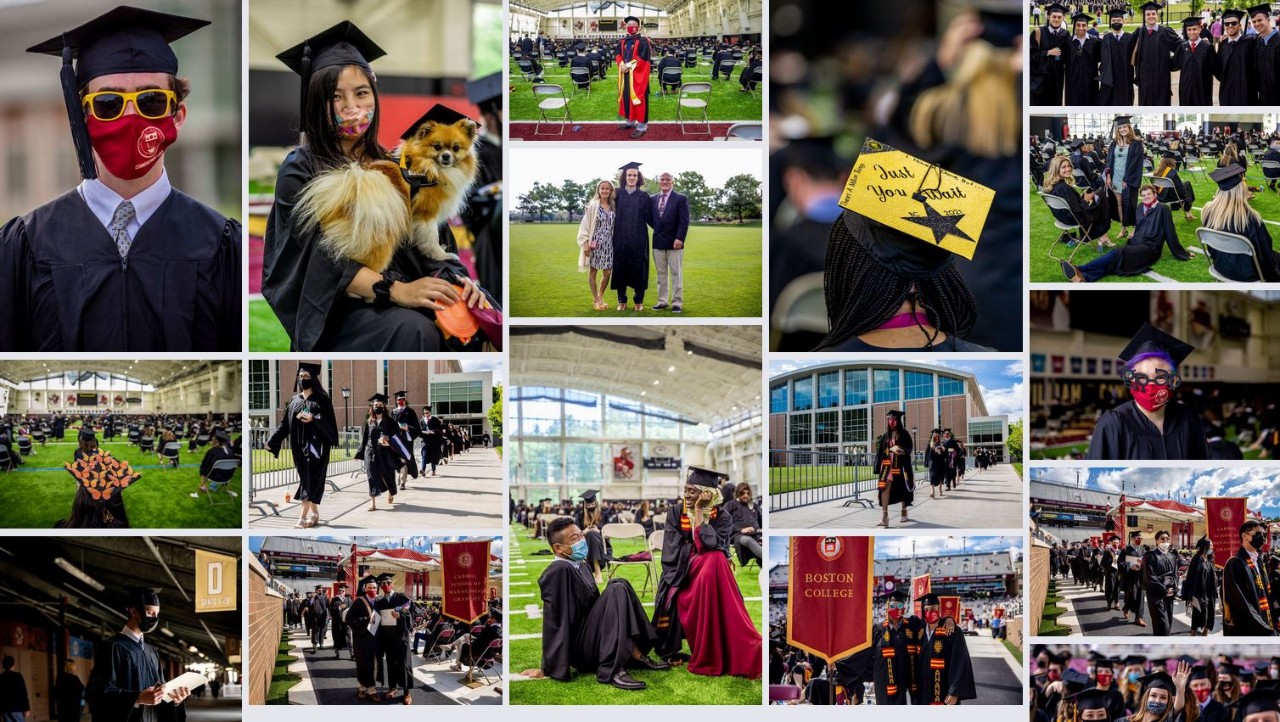 Montage of photos of graduates in cap and gown