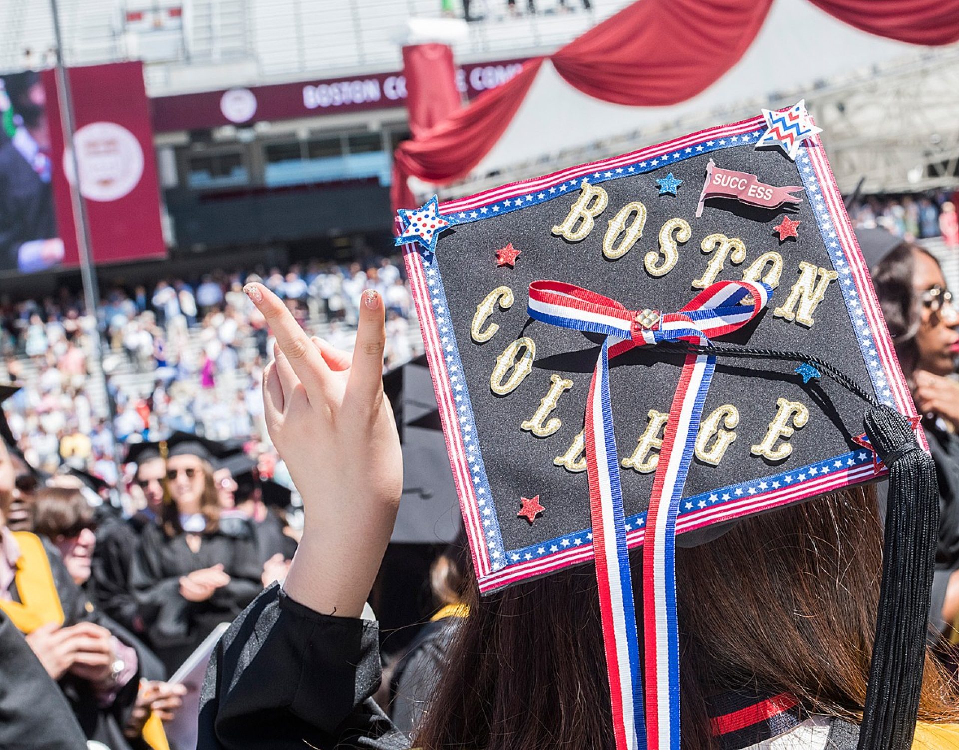 'Boston College' embellished mortarboard