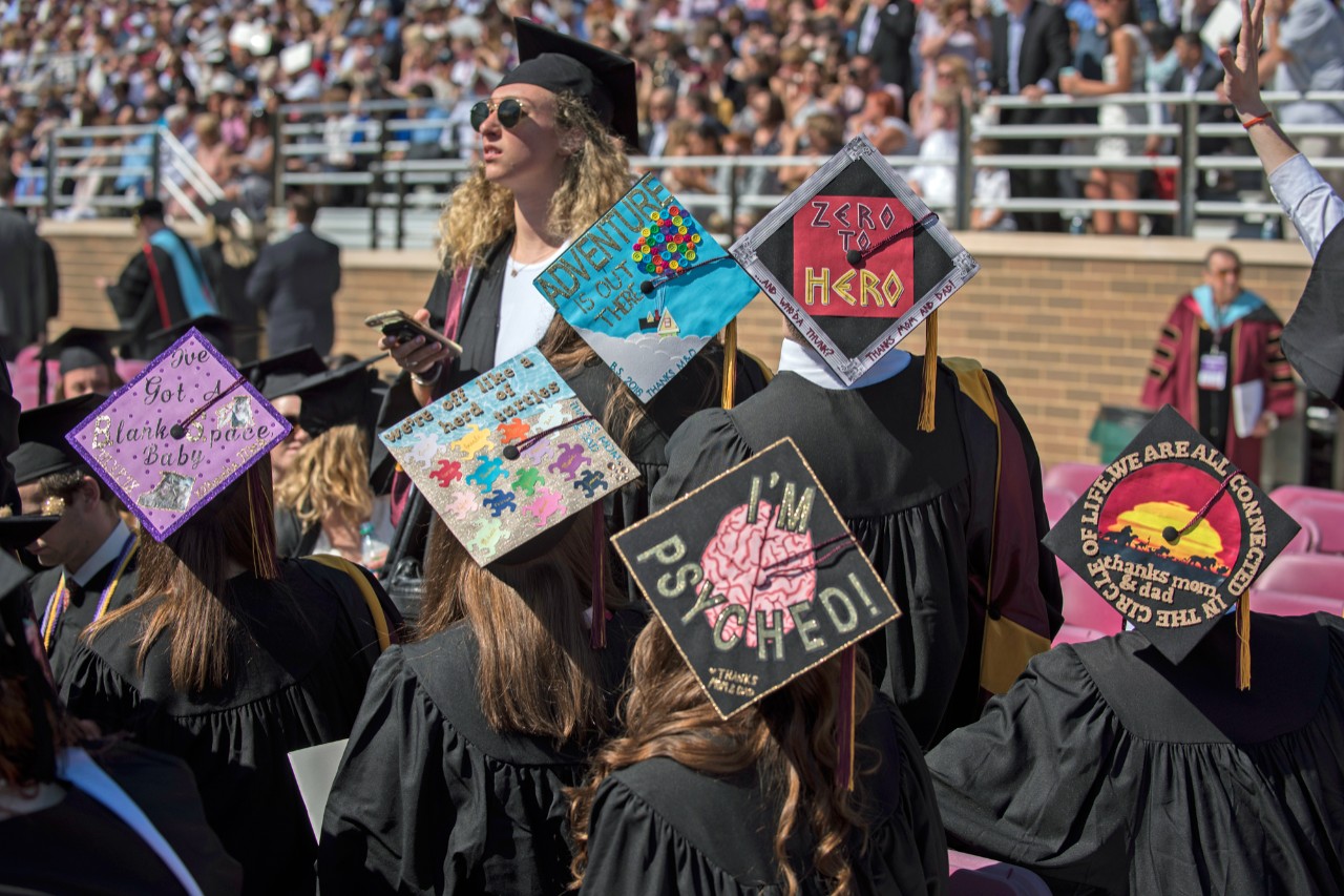 Group of students with decorated caps