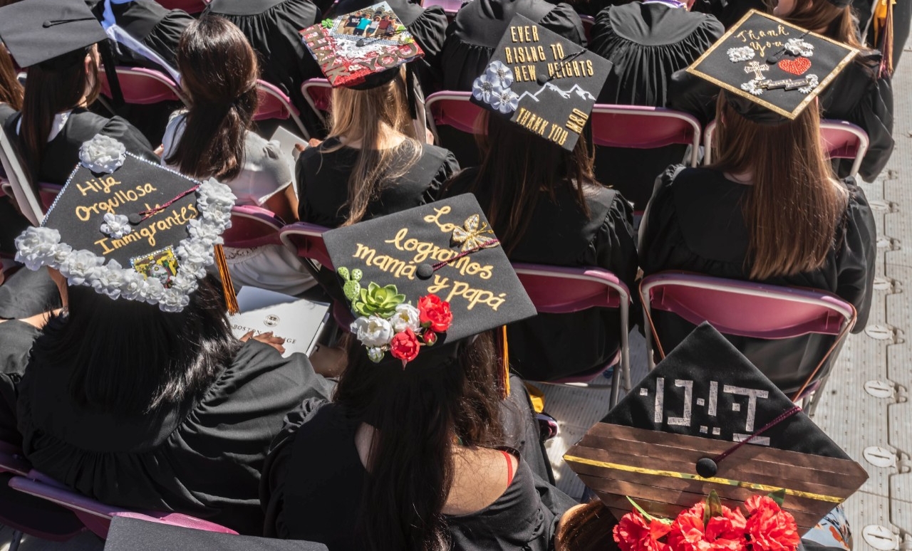 Group of decorated mortarboards