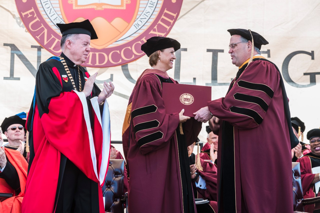 HBO documentary producer Kendall B. Reid '79 is presented with her honorary degree.