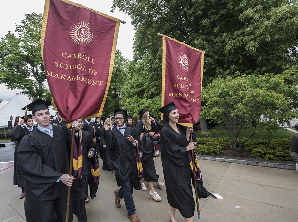 The graduating class gathered on Linden Lane before processing to the main Commencement ceremony in Alumni Stadium. 