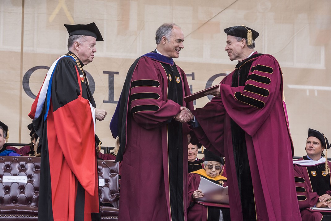 Commencement speaker,  U.S. Senator Robert P. Casey Jr., received the degree of Doctor of Laws.