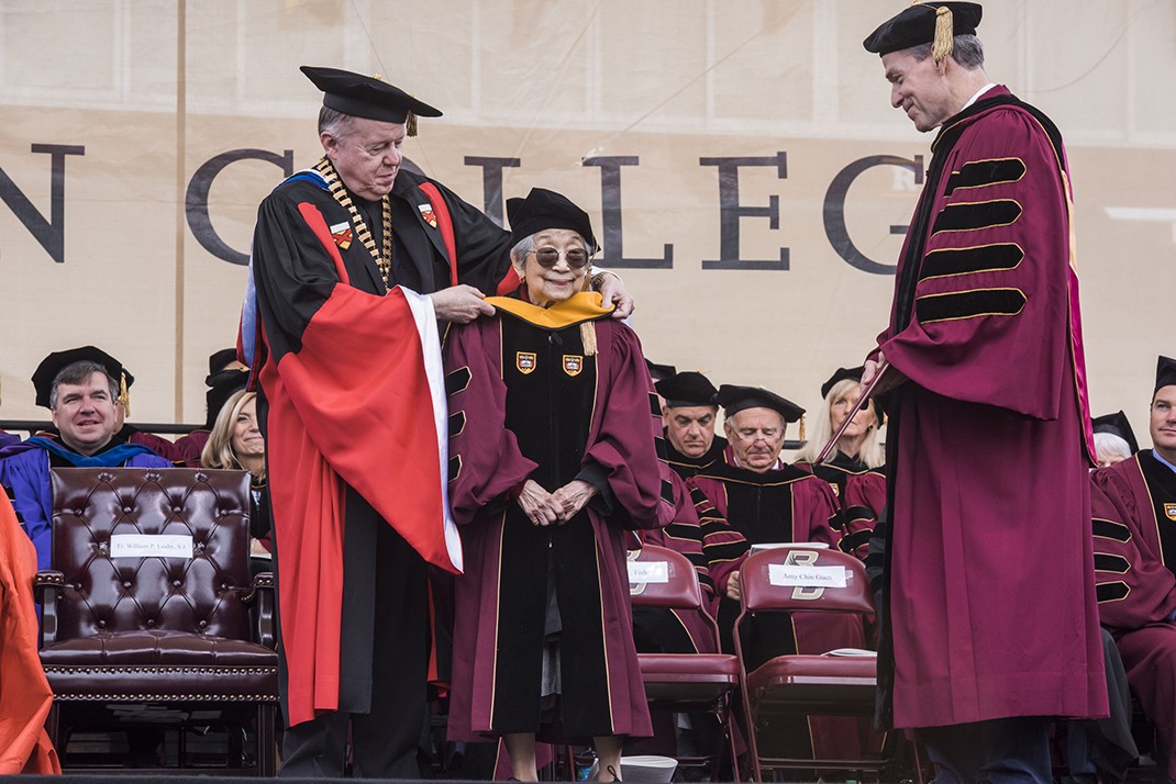 93-year-old BC School of Social Work alumna Amy Chin Guen received an honorary Doctor of Social Science degree.