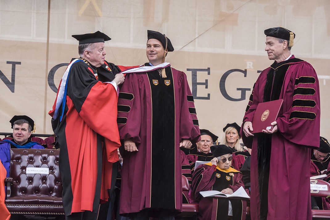 ilm, Broadway, and television actor Chris O’Donnell, an alumnus of the Carroll School of Management, received an honorary Doctor of Humane Letters degree
