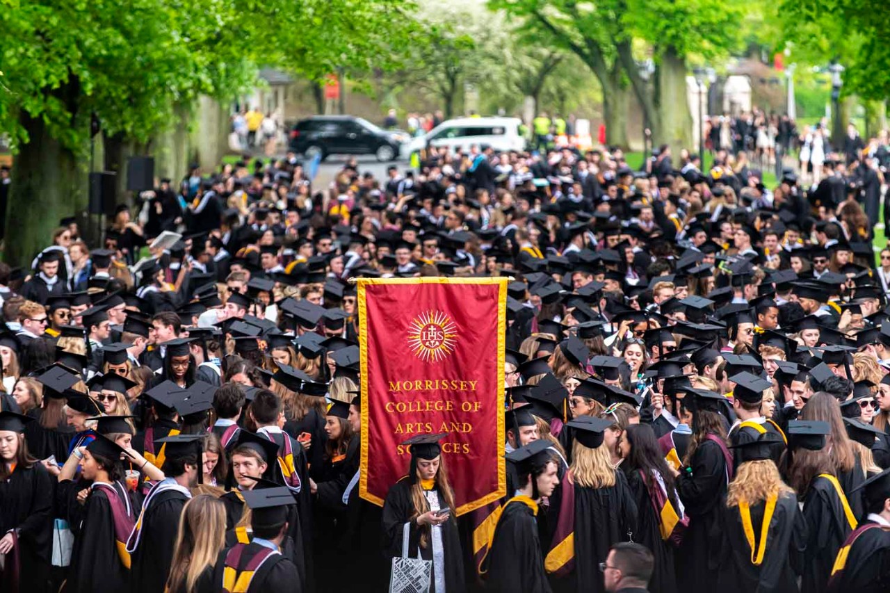 Graduates gathered on Linden Lane