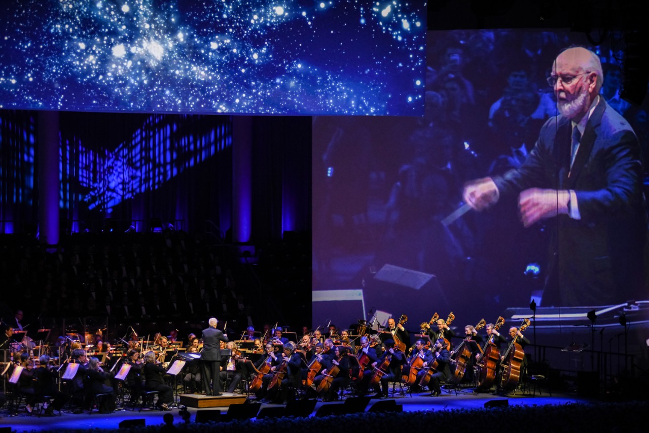 Laureate Pops conductor John Williams took the baton to lead the orchestra in a rendition of his 'Star Wars' theme, which its 40th anniversary this year. (Michael Manning)