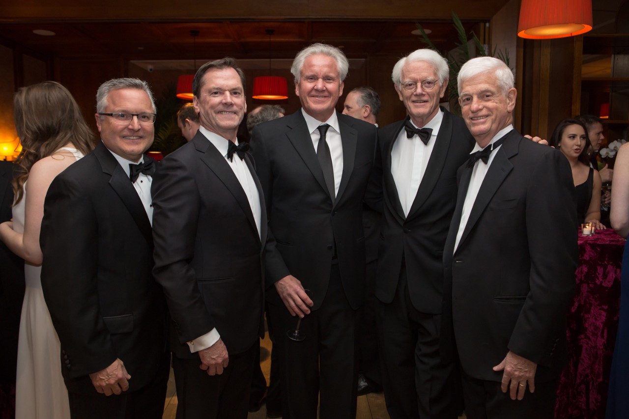 Wall-Street-dinner-2017 This year's honoree was Jeffrey R. Immelt, chairman and CEO of General Electric, who received the 2017 President's Medal for Excellence in recognition of his exceptional career, as well as the personal and professional contributions he has made to society. L-R: Immelt; New England Patriots owner and Kraft Group Chairman and CEO Robert K. Kraft; Boston College President William P. Leahy, S.J.; State Street Corp. Chairman and CEO Joseph L. Hooley III; GAMCO Investors, Inc. Chairman and CEO Mario J. Gabelli.