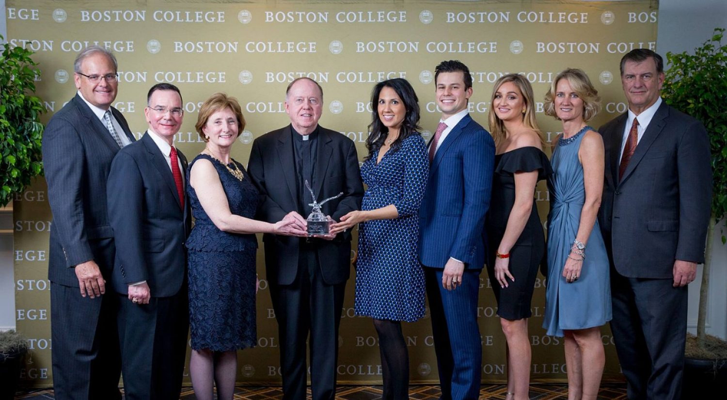 2017 Distinguished Alumni Award recipients with University President William P. Leahy, S.J. 