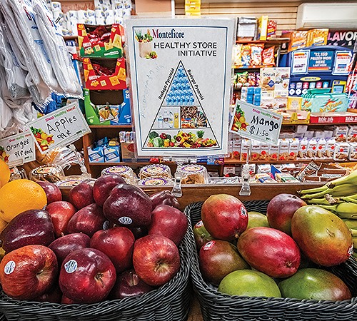 A Montefiore sign in Ali’s bodega