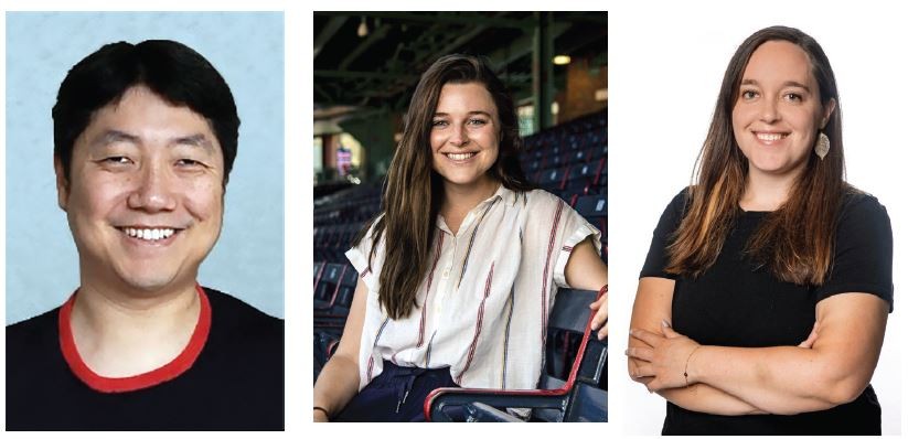 Emmy-winning designer and illustration artist Gregory Park ’97, freelance sports photographer Kathryn Riley ’16, and WGBH digital producer Meghan Smith ‘13