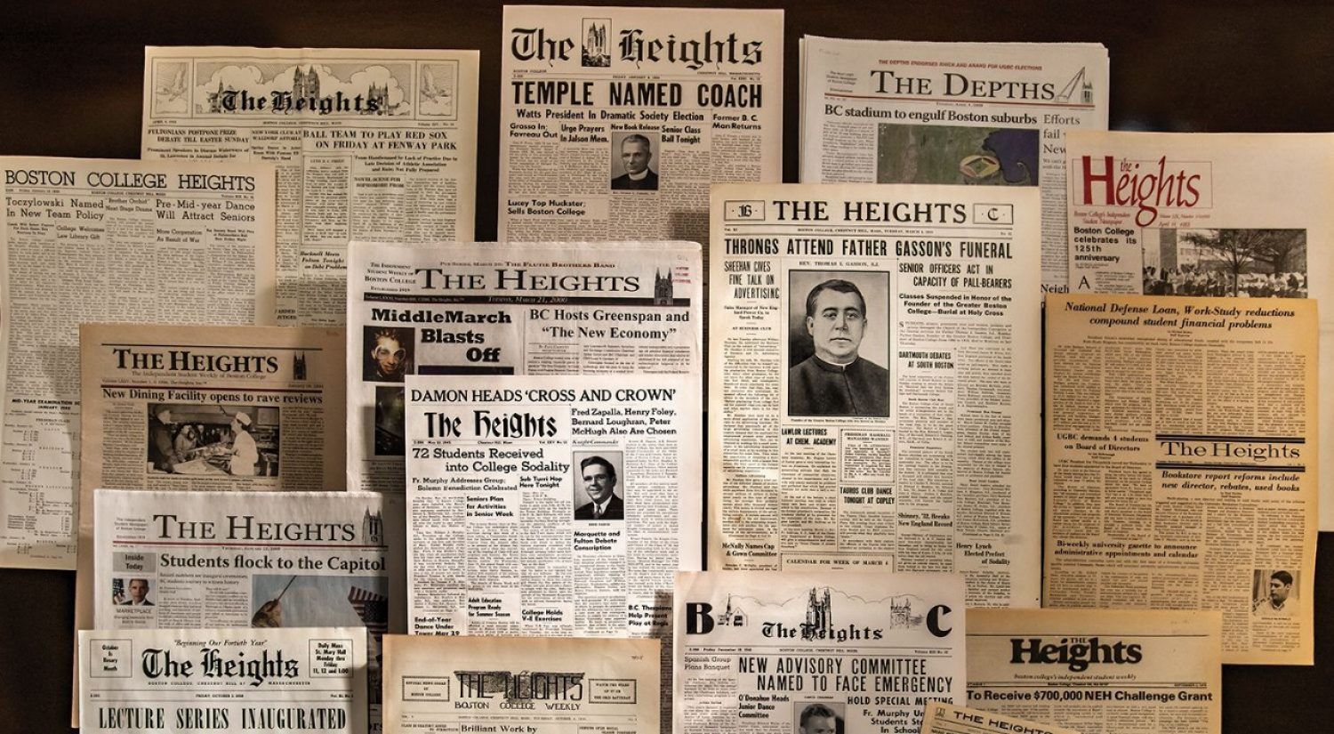 Photo of archival Heights newspapers