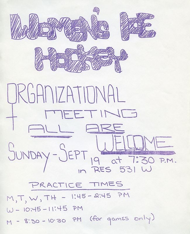 Hand-written sign advertising meeting