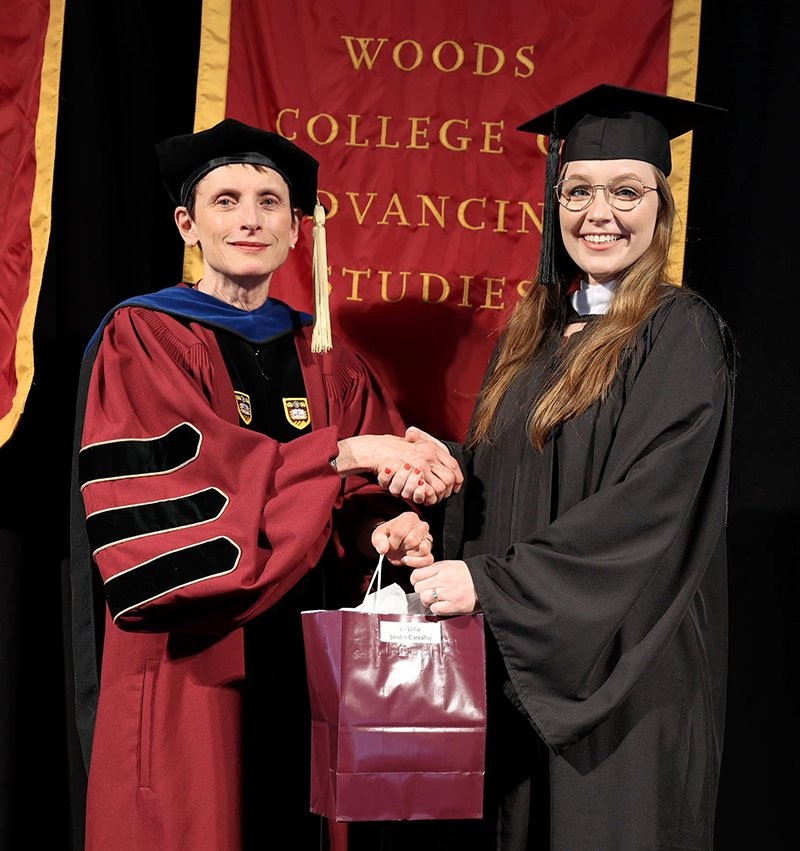 Lidia Carvalho with Woods College Dean Karen Muncaster